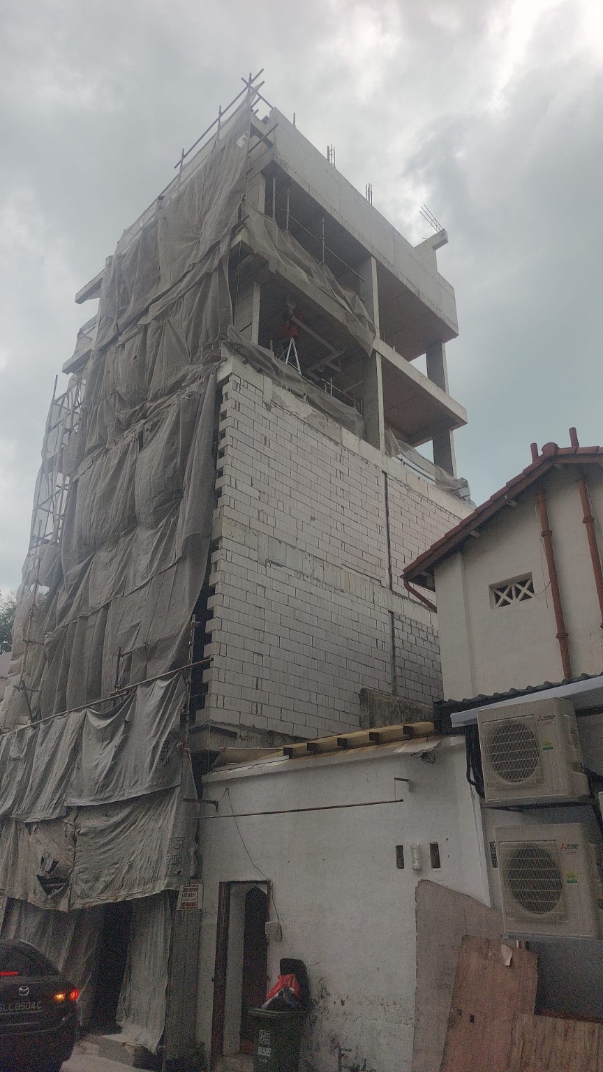 Multi-storey building extension under construction