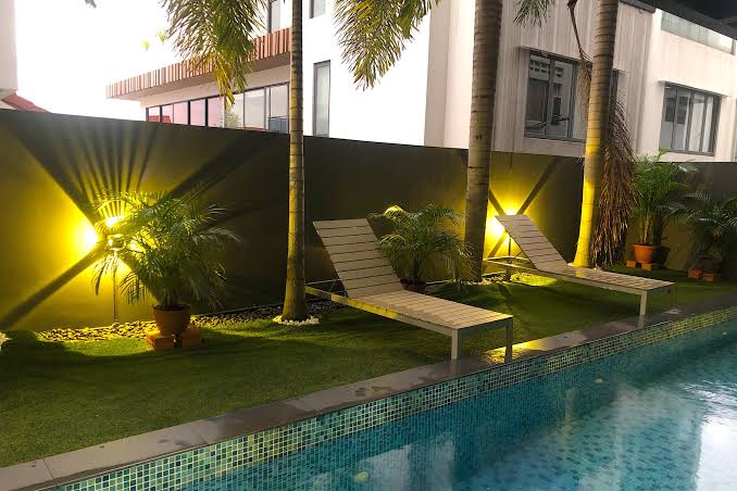 Landscaped pool at JJH Serviced Apartments